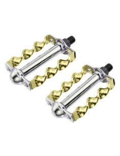 Twisted Flat Pedals 1/2 W/Logo Chrome/Gold.
